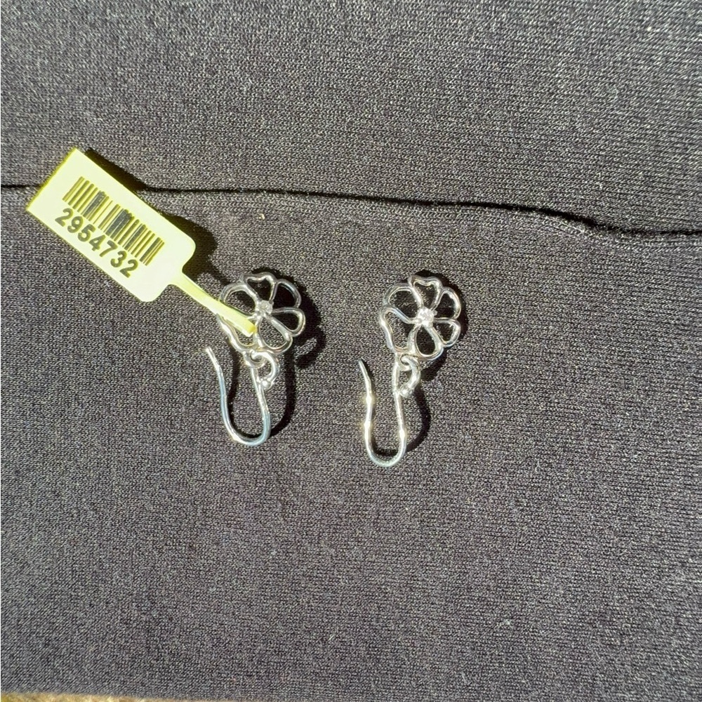 Sterling silver flower dangle earrings